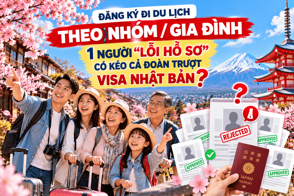 Xin visa Nhật Bản theo nhóm hoặc gia đình, một thành viên có hồ sơ chưa đầy đủ có khiến cả đoàn bị từ chối visa không?